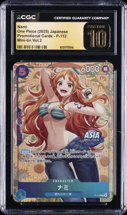 2025 ONE PIECE JAPANESE PROMO CARDS MINI-TIN VOL.2 #P-112 NAMI CGC 10 PRISTINE - Image 1