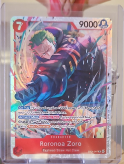 Bandai One Piece Card Game Roronoa Zoro EB04-007 Egghead SR Holo 9000 Power - Image 1