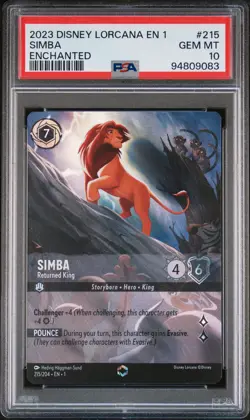 2023 DISNEY LORCANA EN 1-THE FIRST CHAPTER ENCHANTED #215 SIMBA PSA 10 - Image 1