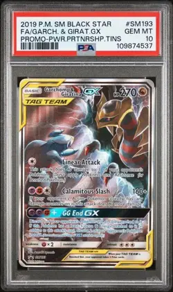 2019 POKEMON SM BLACK STAR PROMO #SM193 GARCHOMP & GIRATINA GX PSA 10 - Image 1