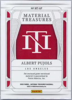 2025 Panini National Treasures Albert Pujols Material Blue /49 Angels - Image 2