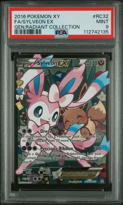 2016 POKEMON XY GENERATIONS RADIANT COLLECTION #RC32 FULL ART/SYLVEON EX PSA 9 - Image 1
