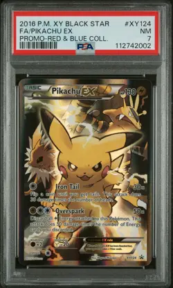 2016 POKEMON XY BLACK STAR PROMO RED & BLUE COLL FULL ART/PIKACHU EX PSA 7 - Image 1
