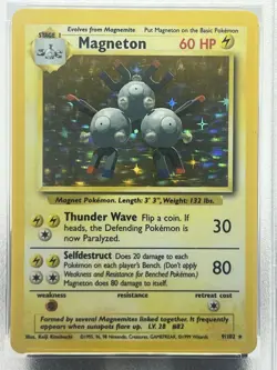 Pokemon TCG Magneton 9/102 Base Set Holo Rare PSA 6 - Image 2