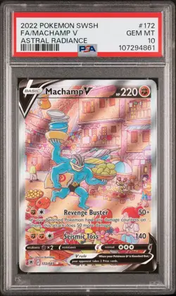 2022 POKEMON SWORD & SHIELD ASTRAL RADIANCE #172 FULL ART/MACHAMP V PSA 10 - Image 1