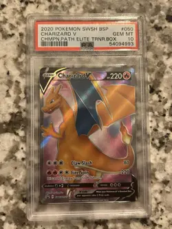 2020 Pokemon SWSH BSP Charizard V 050 Champions Path ETB PSA 10 Gem Mint! - Image 1