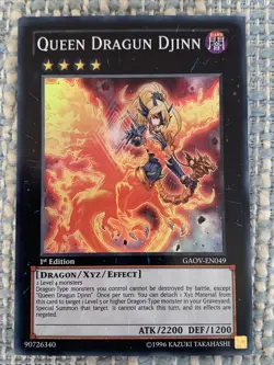YuGiOh QUEEN DRAGUN DJINN GAOV-EN049 Super Rare 1st Ed - Image 1