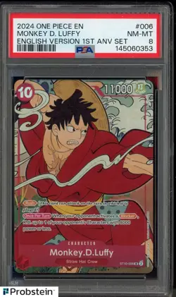 2024 One Piece EN English 1st Anniversary Set #006 Monkey D. Luffy PSA 8 - Image 1