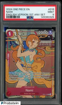 2024 One Piece EN English 1st Anniversary Set #016 Nami PSA 9 MINT - Image 1
