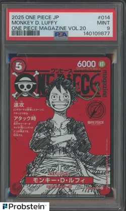 2025 ONE PIECE JPN PROMOS ONE PIECE MAGAZINE VOL.20 #014 MONKEY D. LUFFY PSA 9 - Image 1
