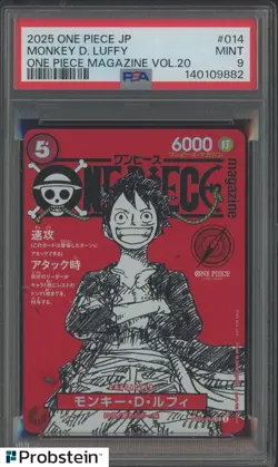 2025 ONE PIECE JPN PROMOS ONE PIECE MAGAZINE VOL.20 #014 MONKEY D. LUFFY PSA 9 - Image 1