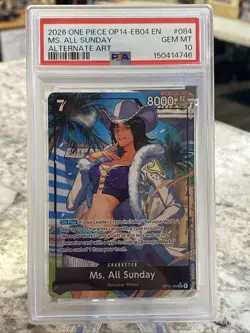 PSA GEM MT 10 2026 ONE PIECE OP-14-EB04 EN #084 ~ MS. ALL SUNDAY ALTERNATE ART - Image 1