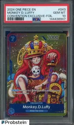 2024 One Piece EN Convention Exclusive Foil #043 Monkey D. Luffy PSA 10 GEM MINT - Image 1