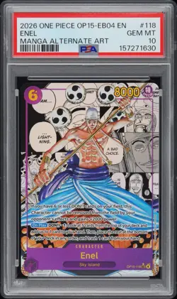2026 One Piece OP15-EB04-Adventure On Kami’s Island #118 Enel Manga alt PSA10 - Image 1