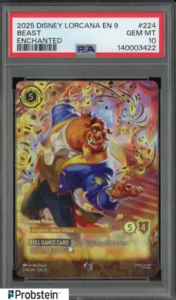 2025 Disney Lorcana EN 9 Enchanted #224 Beast PSA 10 GEM MINT - Image 1