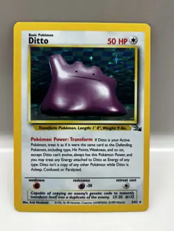 Pokemon TCG Ditto Fossil 3/62 Holo Unlimited Holo Rare Card WOTC Vintage 1999 - Image 1