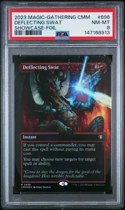 2023 MTG COMMANDER MASTERS SHOWCASE-FOIL #698 DEFLECTING SWAT PSA 8 - Image 1