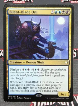 MTG Silent-Blade Oni- DAMAGED/INKED -Commander 2018 Magic Card #191 - Image 1