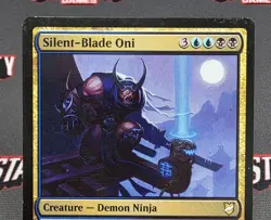 MTG Silent-Blade Oni- DAMAGED/INKED -Commander 2018 Magic Card #191 - Image 3