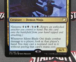 MTG Silent-Blade Oni- DAMAGED/INKED -Commander 2018 Magic Card #191 - Image 4
