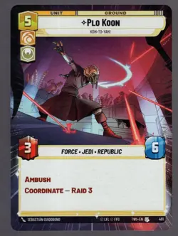 Star Wars Unlimited TotR Hyperspace Card TWI461 Plo Koon - Image 1