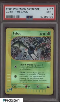2003 Pokemon Skyridge #117 Zubat Reverse Foil PSA 9 MINT - Image 1