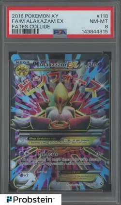 2016 Pokemon XY Fates Collide #118 FA/M Alakazam EX PSA 8 NM-MT - Image 1