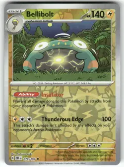 POKEMON BELLIBOLT 078/197 UNCOMMON OBSIDIAN FLAMES REVERSE HOLO NM - Image 1