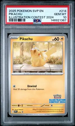 2025 POKEMON SVP EN-SV BLACK STAR PROMO ILLUSTRATION CONTEST 2024 PIKACHU PSA 10 - Image 1
