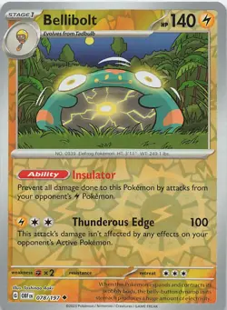 Bellibolt 078/197 Uncommon Obsidian Flames Pokemon Reverse Holo Near Mint - Image 1