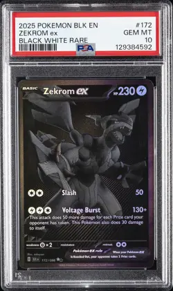 2025 POKEMON BLK EN-BLACK BOLT BLACK WHITE RARE #172 ZEKROM EX PSA 10 - Image 1