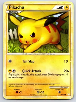 Pikachu 78/123 Common HeartGold & SoulSilver Pokemon Damaged - Image 1