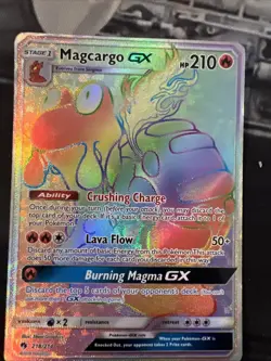 Pokemon Magcargo GX 218/214 SM Lost Thunder Rainbow Secret Rare NM Card - Image 1