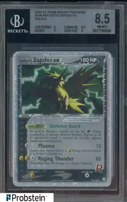 2004 Pokemon Ex Team Rocket Returns #106 Rocket's Zapdos Ex Holo R BGS 8.5 - Image 1
