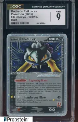2005 Pokemon Ex Deoxys #108/107 Rocket's Raikou Ex Holo CGC 9 MINT - Image 1