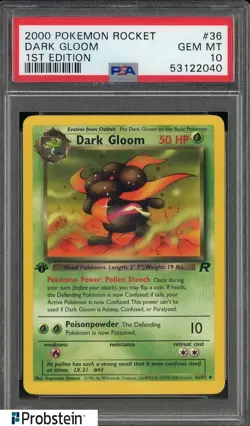 2000 Pokemon Rocket 1st Edition #36 Dark Gloom PSA 10 GEM MINT - Image 1