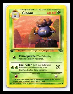 💥 Gloom 37/64 Jungle 1st Edition Non Holo Foil Pokemon 1999 Vintage Card - Image 1