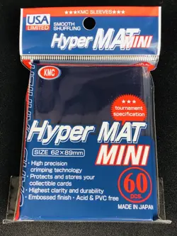 KMC HYPER MAT MINI (60) BLUE SLEEVES! Yugioh / Cardfight Deck Cards Size - (NEW) - Image 1