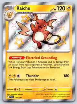 Raichu (Shiny) Paldean Fates 132/091 Pokemon Card NM - Image 1