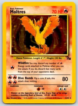 Moltres (12) (Holo Rare) Fossil 12/62 Pokemon Card LP - Image 1