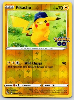 Pikachu (28) (Reverse Holo) Pokemon GO 028/078 Pokemon Card NM - Image 1