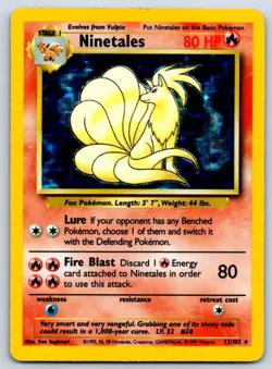 Ninetales (Holo Rare) Base Set 012/102 Pokemon Card MP - Image 1