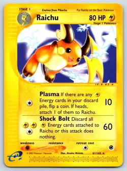 Raichu (61) - Expedition 061/165 Rare e-Reader Pokemon Card LP - Image 1