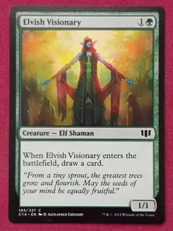 Magic The Gathering COMMANDER 2014 C14 ELVISH VISIONARY green card MTG - Image 1