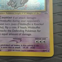 Wobbuffet 16/75 Pokemon Neo Discovery Holo Pokemon Card - Image 4