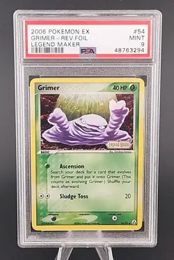 PSA 9 Mint 2006 Pokemon Grimer EX Legend Maker Reverse Holo Foil #54 - Image 1