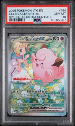 2025 Pokemon TCG Lillie's Clefairy EX JTG 184/159 SIR PSA 10 English - Image 1