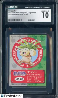 1997 Pokemon Japanese Bandai Kids Cards Part 3 Exeggutor CGC 10 GEM MINT - Image 1