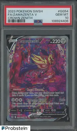 2023 Pokemon SWSH Crown Zenith #GG54 FA Zamazenta V PSA 10 GEM MINT - Image 1