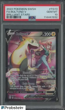 2022 Pokemon SWSH Brilliant Stars #TG13 FA Boltund V PSA 10 GEM MINT - Image 1